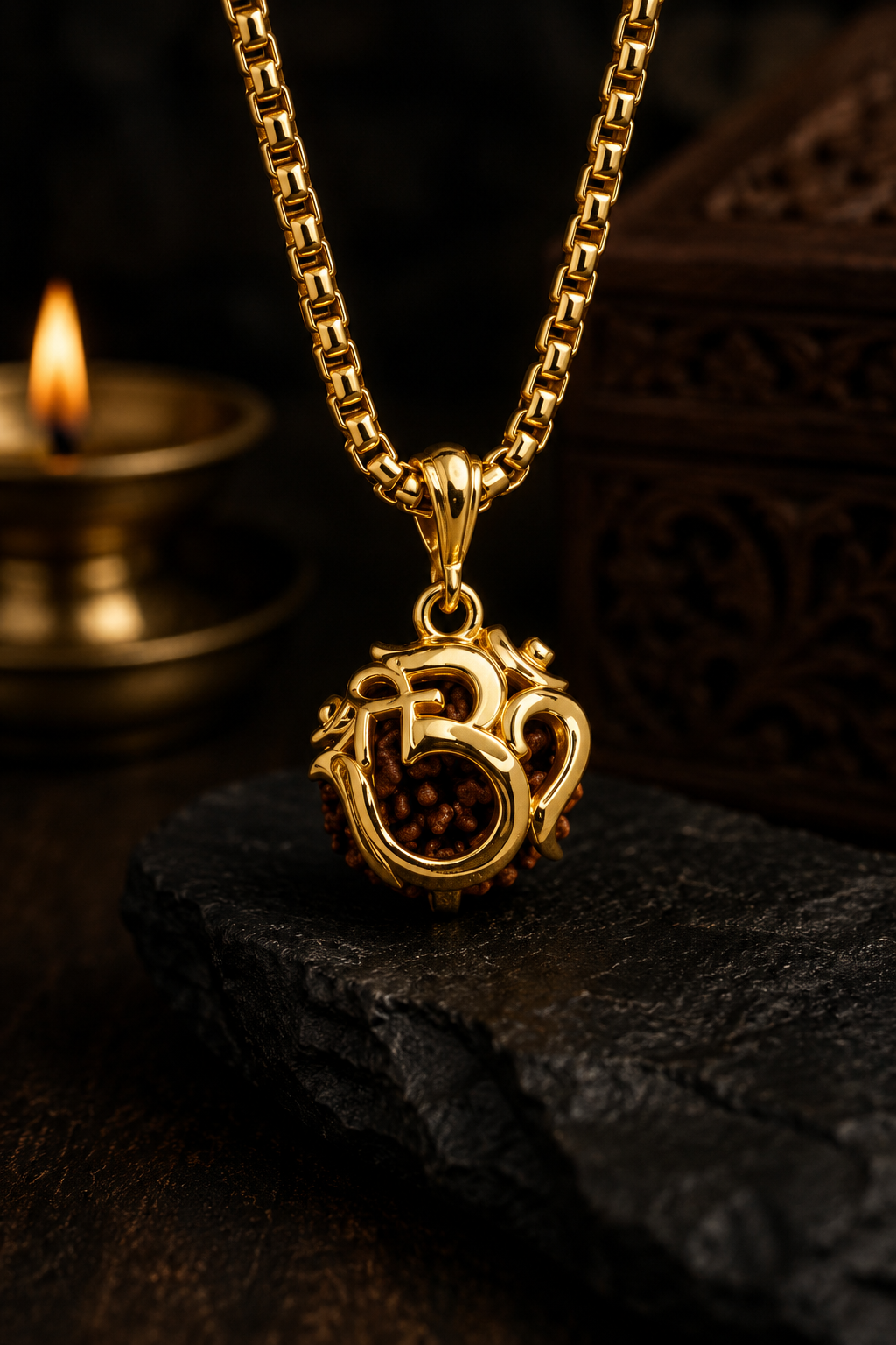 Om Rudraksha Protection Pendant