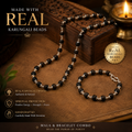 Silver Plated Karungali Mala & Bracelet Set